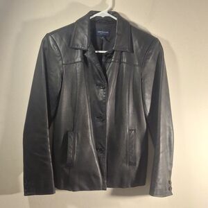 Ann Taylor Women's Black 100% Leather Long Sleeve Blazer/Jacket Size XSP